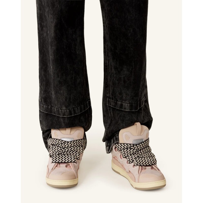 Sneakers Lanvin Curb en cuir rose – Baskets de luxe